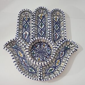 Hand-Painted Ceramic Hamsa Dish